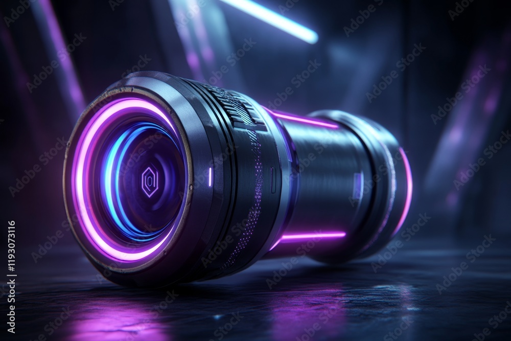 Aufkleber a sleek icon of a uv flashlight with light rays drawn as simple lines and glowing accents in purple 