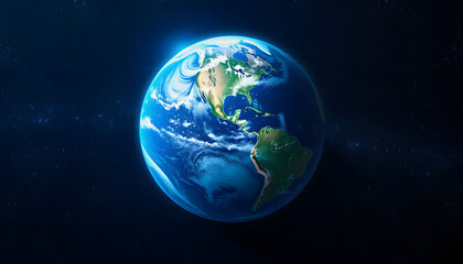 Technological blue planet earth, masterpiece, with white tones