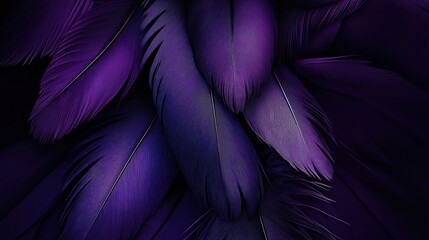 A close-up of purple feathers against a dark background