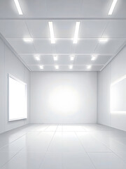 Fototapeta premium An empty room with a door and a window light nobody hallway door business inside entrance background