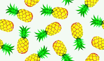 Pineapple fruits pattern wallpaper background design