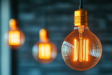 Stylish vintage light bulbs illuminate a modern interior, creating a warm and inviting atmosphere with a touch of elegance.