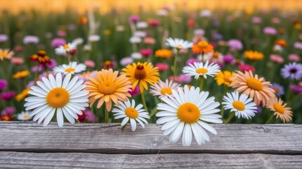 Obraz premium flowers on wooden background
