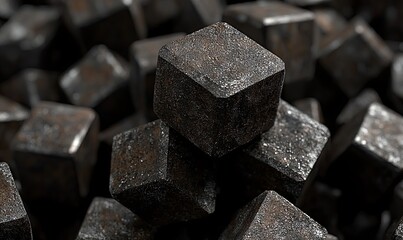Rusty metal cubes stacked, abstract industrial background, ideal for construction or material concepts.