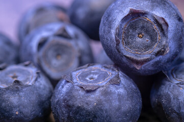 Blueberries close-up. Vaccinium myrtillus. Macro of fresh blueberry berries