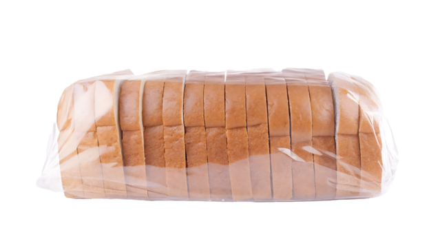 sliced white bread in plastic bag isolated on white background PNG.AI GENERATED