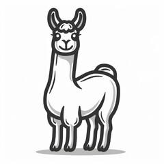 Fototapeta premium Cute Llama Logo Design Featuring Black and White Outline