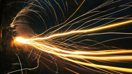 Abstract light trails create dynamic and vibrant patterns, emphasizing motion and energy in a night scene