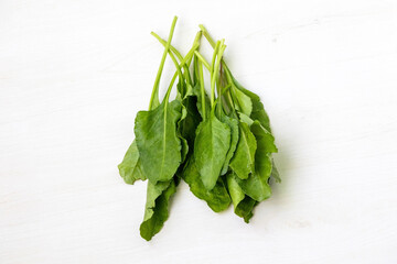 Fresh spinach (Spinacia oleracea), a leafy green vegetable commonly known as Palong Shak in...