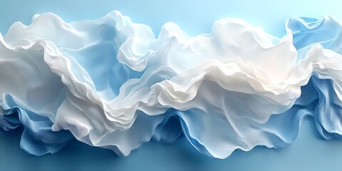 Obraz premium Blue and white fabric waves, abstract background, design element