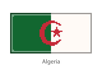 Vector illustration of the Algeria flag isolated in pixel art or mosaic style on white background. Collection of flags of the countries of the world.