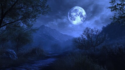 Fototapeta premium full moon in the forest