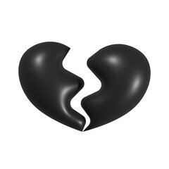 3D black heart icon separated, symbolizing farewell.