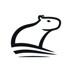 Capybara logo, black silhouette on white background. Isolated Vector Animal Template for Logo Company, Icon, Symbol etc
