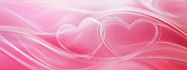 Abstract Heart Shapes on Pink Background Art. Concept of Valentine's Day, love, romance. Banner. Copy space