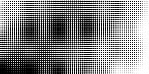 Dotted halftone gradient texture. Vanishing polka dot background. Repeating dots gradation pattern background. Black fading comic pop art overlay backdrop.