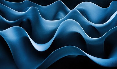 Obraz premium Abstract blue waves background, dynamic flowing lines, dark backdrop, ideal for design projects