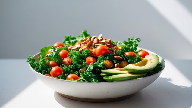 Healthy salad bowl with vegetables and nuts