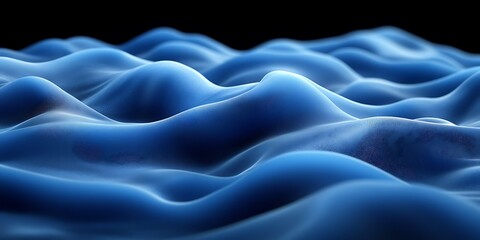 Fototapeta premium Abstract blue waves, flowing texture, dark background, digital art, website banner