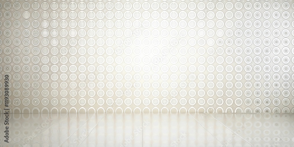 Aufkleber Elegant neutral backdrop with repeating circular pattern and reflective floor