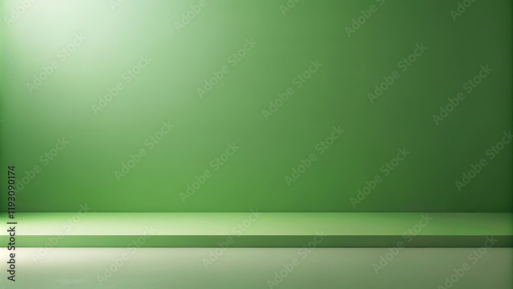 Leinwandbilder simple green studio backdrop with a low shelf for product display