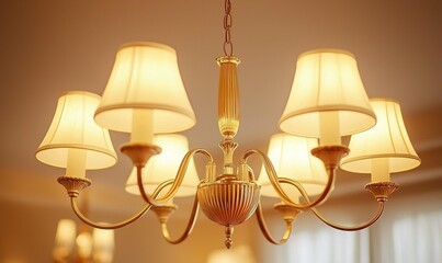 Elegant chandelier illuminated in a classic interior, ideal for home decor or lighting design projects