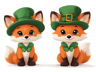 St. Patrick's Day. Fox in Patrik's Day style
