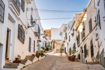 Naklejka premium Charming Street with Residential Houses of Salobrena - Granada, Spain