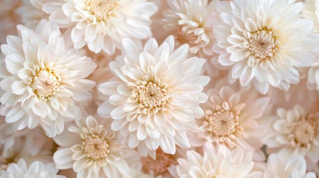 A soft focus image of aster monch flowers, their petals creating a tranquil and calming scene.
