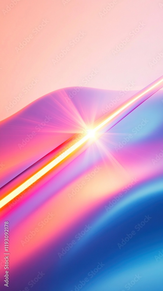 Wall mural light beam crossing colorful abstract background with smooth waves