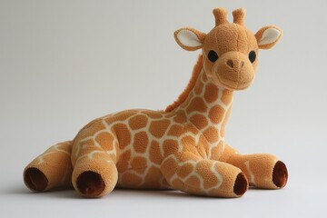 Soft plush giraffe with detailed patterns, exuding warmth and ch