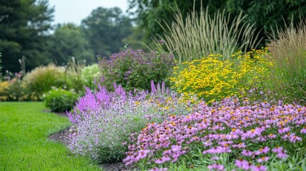 Obraz premium A shot of douglas aster plants in full bloom, their flowers adding color to the garden landscape.