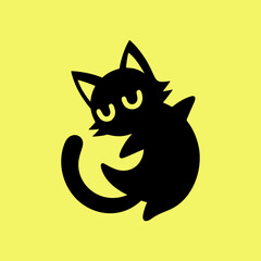 cute cartoon cat dancing vector silhouette