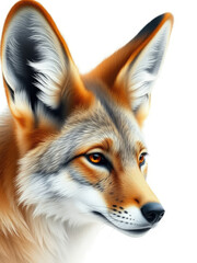 Fototapeta premium A close-up image of a coyote's ears painted with watercolor techniques, watercolor, petroglyphs, wildlife photography, nature, coyotes