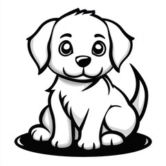dog icon inside the round line, line art style , clear background