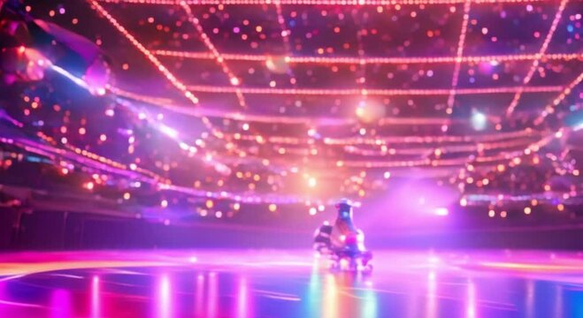 Glide Through the Glow : Neon Roller Disco Dreams