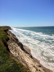 Waves and blue sky at the Danish west coast