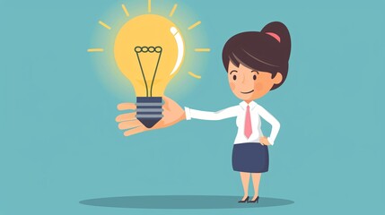 Innovative Concept: Hand Stealing Idea Light Bulb from Business Woman