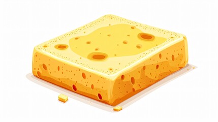 Vibrant Yellow Sponge Isolated on White Background Vector Illustration