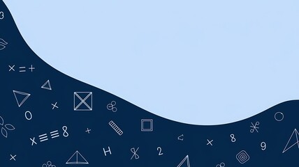 Abstract background with blue colors and white mathematical symbols for business use