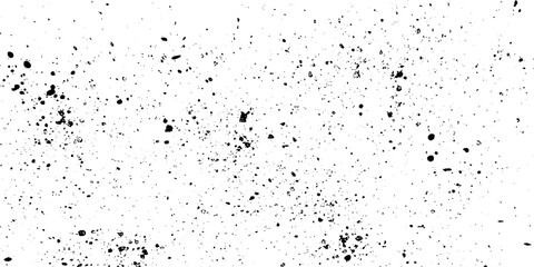 White textured background with gritty halftone effects, black spray paint splashes, ink stains, and retro grunge overlays