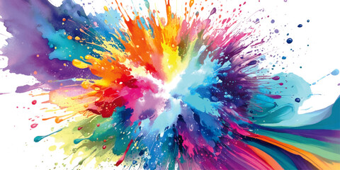 Vector vibrant abstract colorful watercolor paint stains background.
