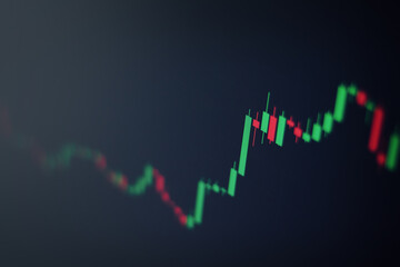 Close-up of financial chart on stock market on monitor display. Stock market data business analysis concept.