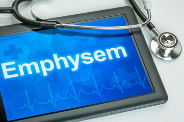 Tablet mit dem Text Emphysem auf dem Display