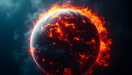 Obraz premium a planet earth lit on fire, Diffused lighting, with white tones