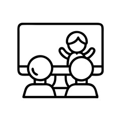 kids watching cartoons icon, kids watching cartoons line art - simple line art of kids watching cartoons, perfect for kids watching cartoons logos and icons and themed design