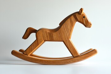Stylish wooden rocking horse showcases craftsmanship and playful