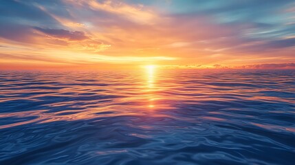 Fototapeta premium Golden Sunset Reflecting On Calm Ocean Waves