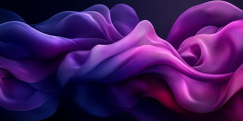 Obraz premium Abstract purple fabric waves, dark background, flowing design, website banner