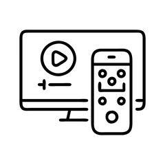 tv remote app icon, tv remote app line art - simple line art of tv remote app, perfect for tv remote app logos and icons and themed design